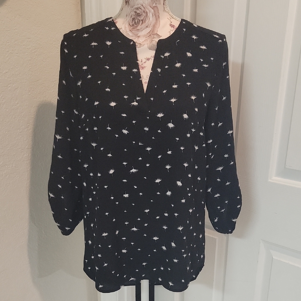 Black With White Patterned Women's Top